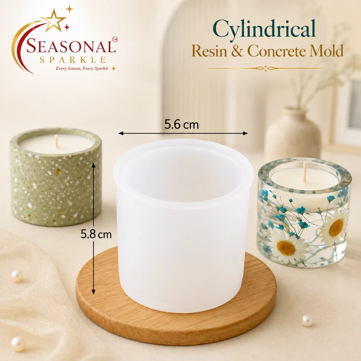 Cylindrical Resin & Concrete Mould (5.6cm)