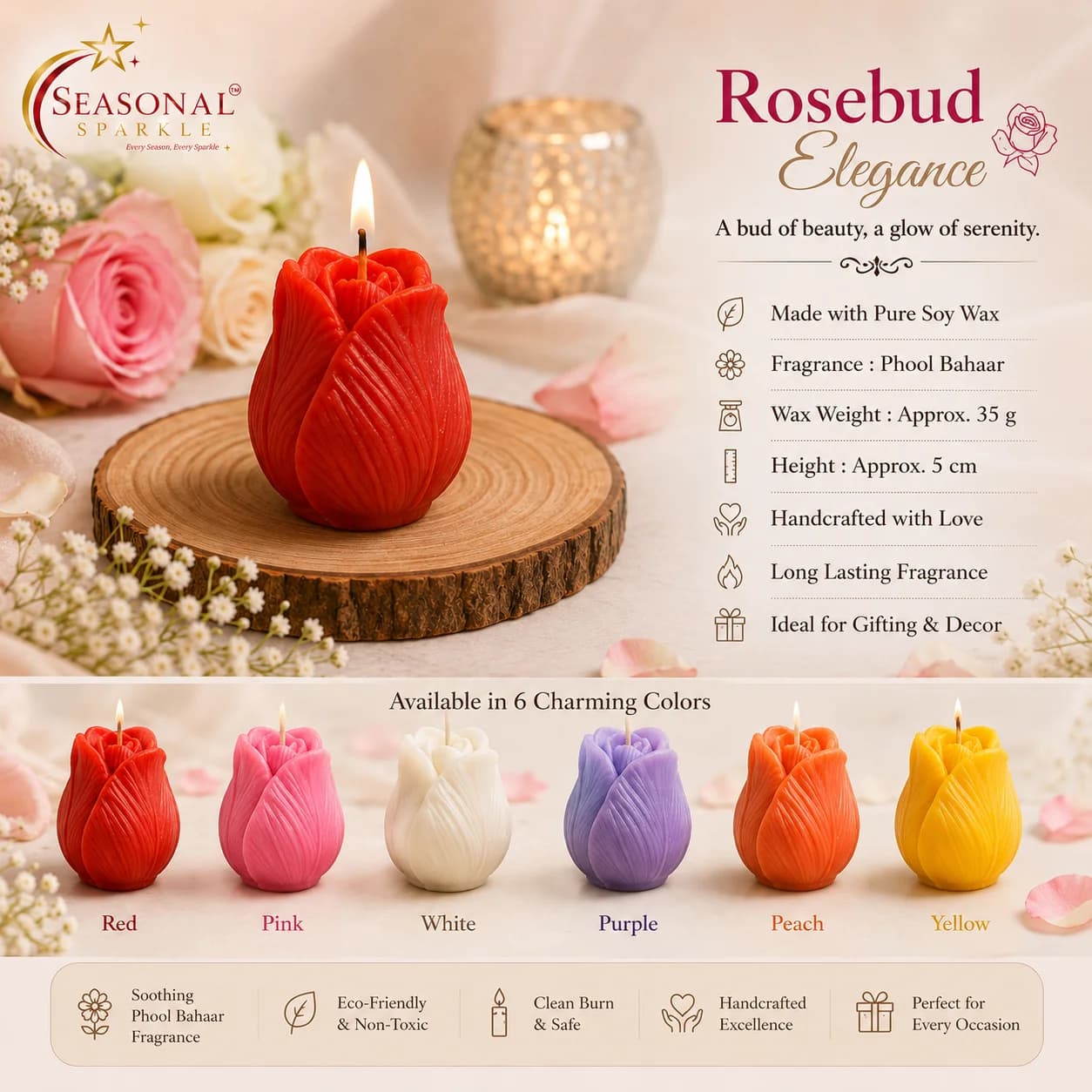 Rosebud Elegance Candle (set of 2)