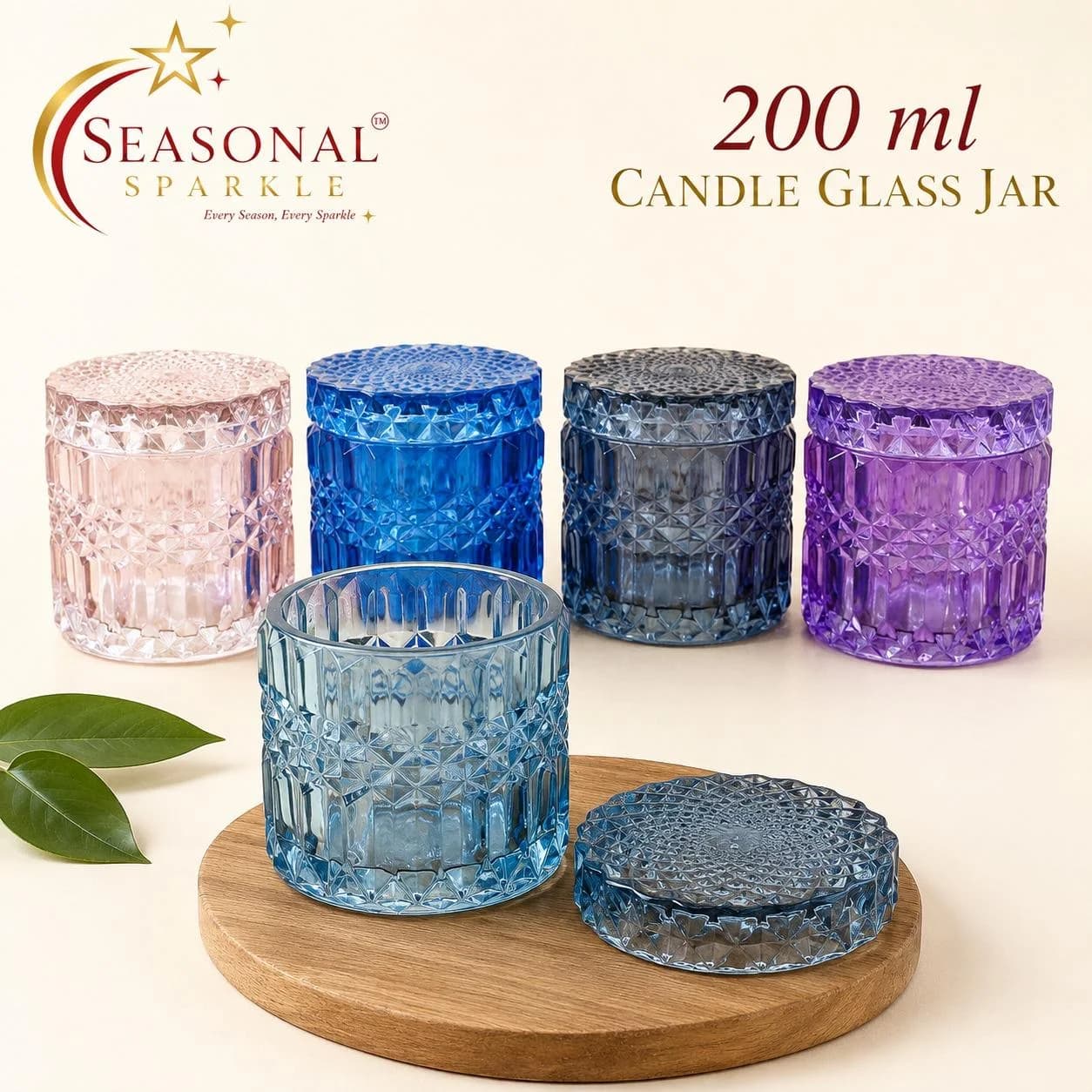200ml Diamond Cut Candle Glass Jar (moq 2 pcs)