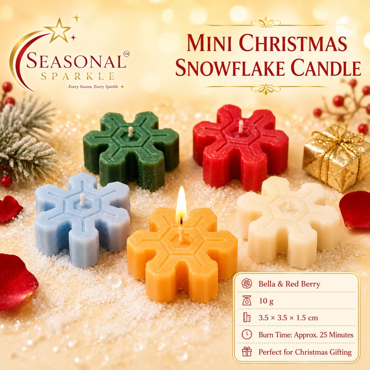 Mini Christmas Snowflake Candle (set of 4)