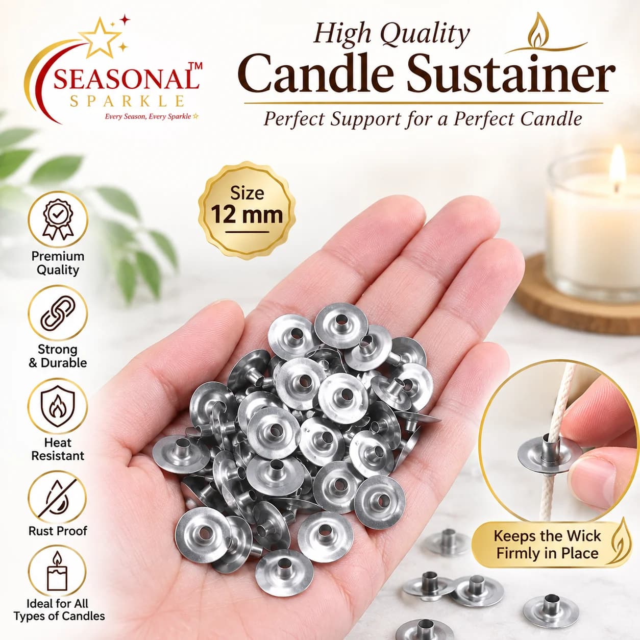 Candle Wick Sustainers (12mm)
