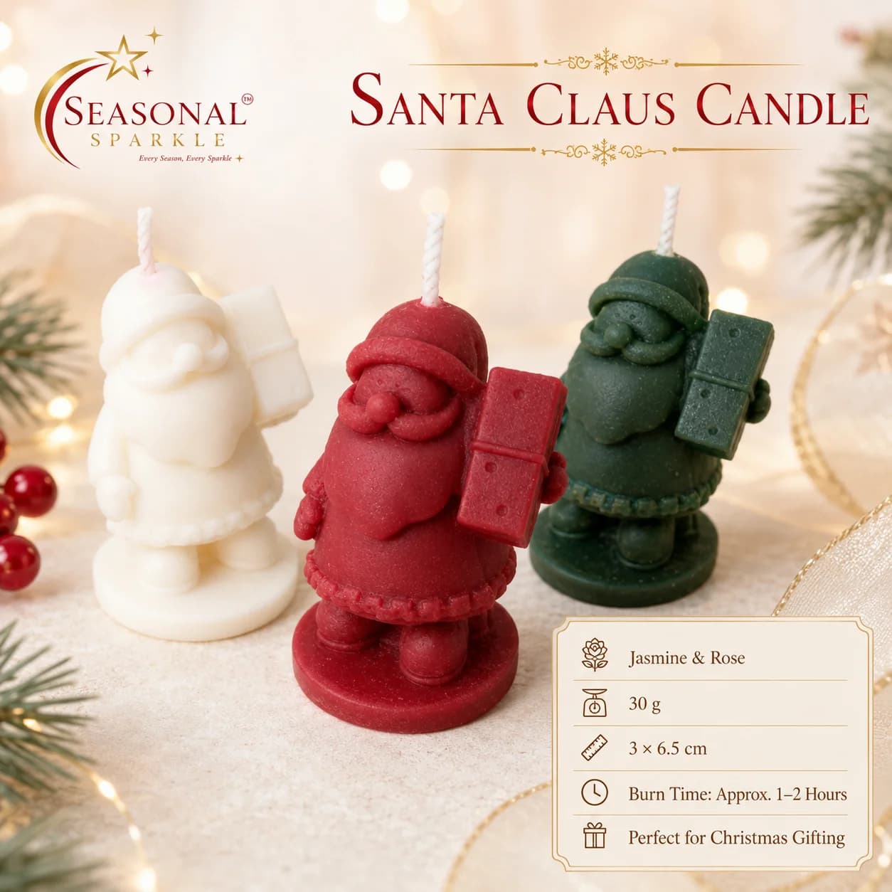 Santa Claus Candle (set of 2)