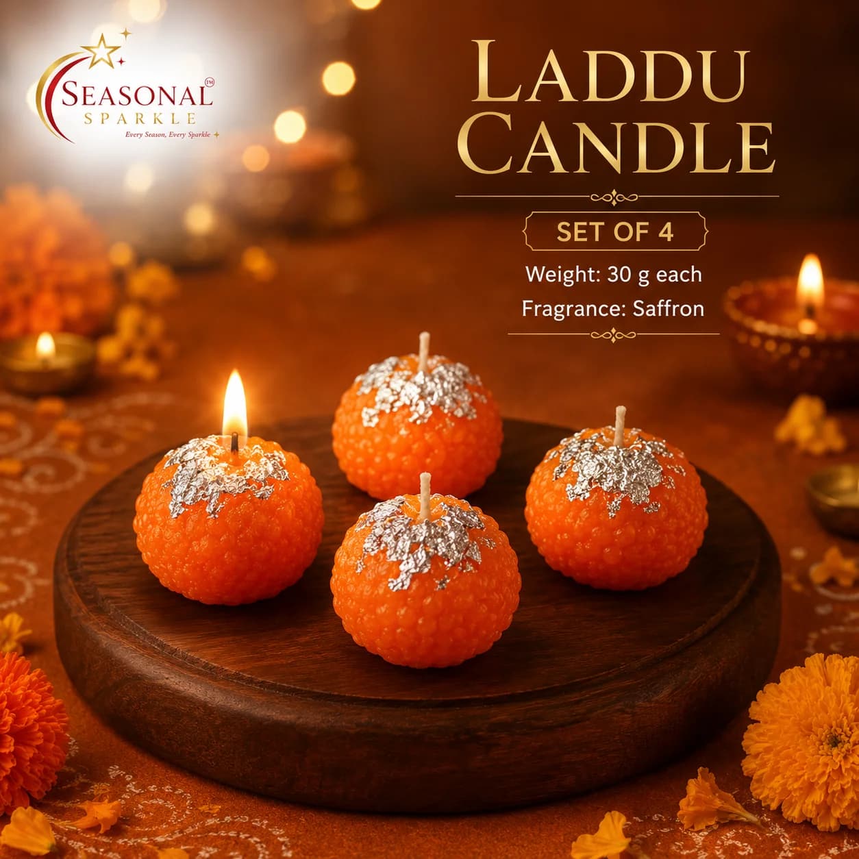 Laddu Candle — Set of 4