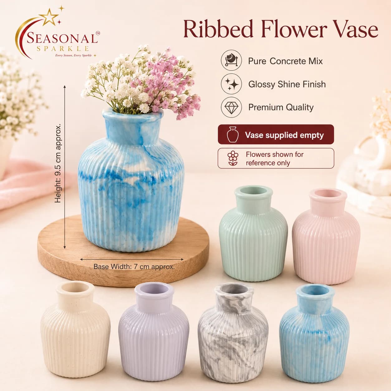 Ribbed Flower Concrete Vase (moq 5 pcs)