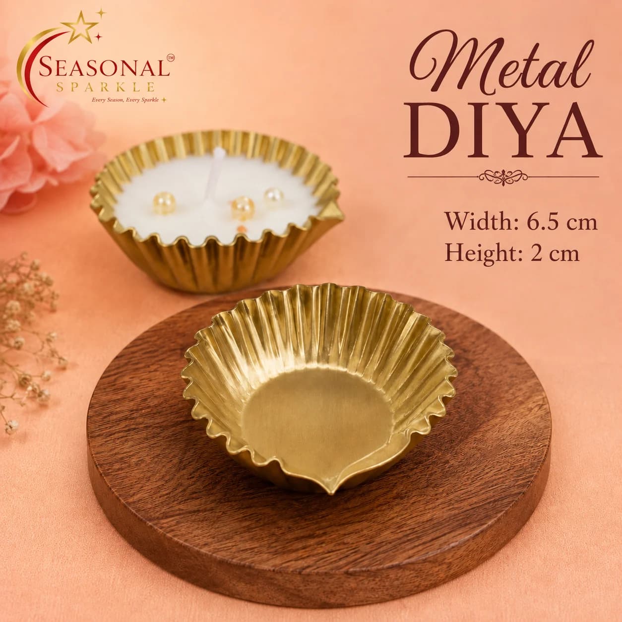 Engraved Gold Metal Diya (6.5cm) (moq 5 pcs)