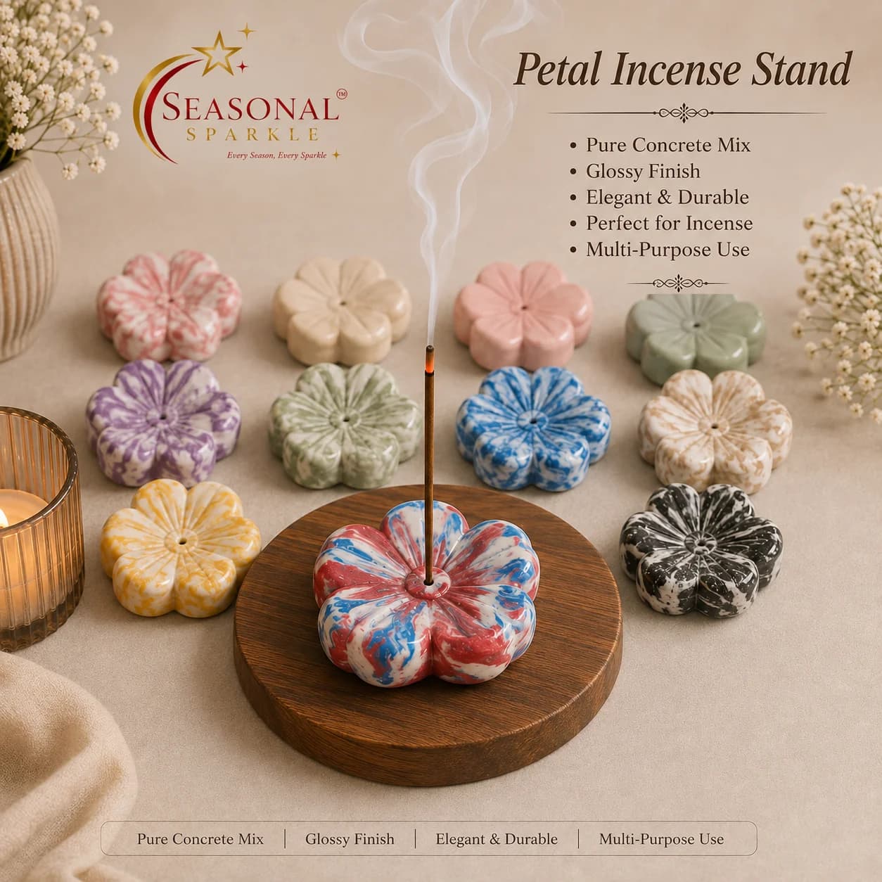 Petal Incense & Candle Stand (moq 10 pcs)