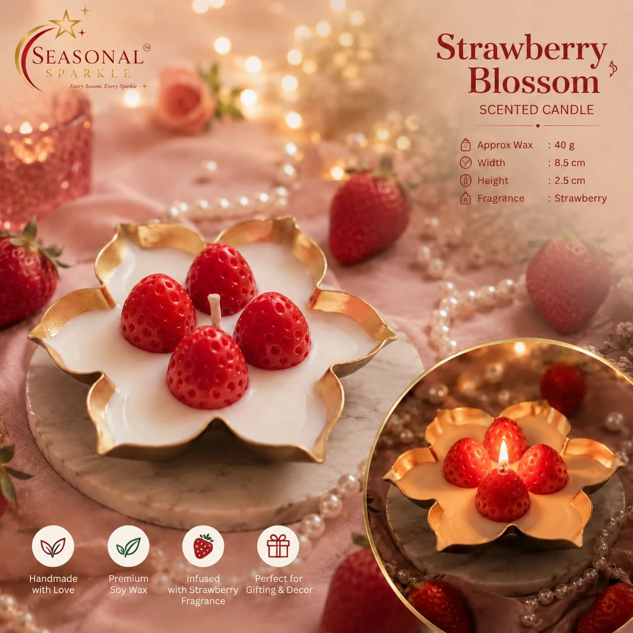 Strawberry Blossom Scented Candle