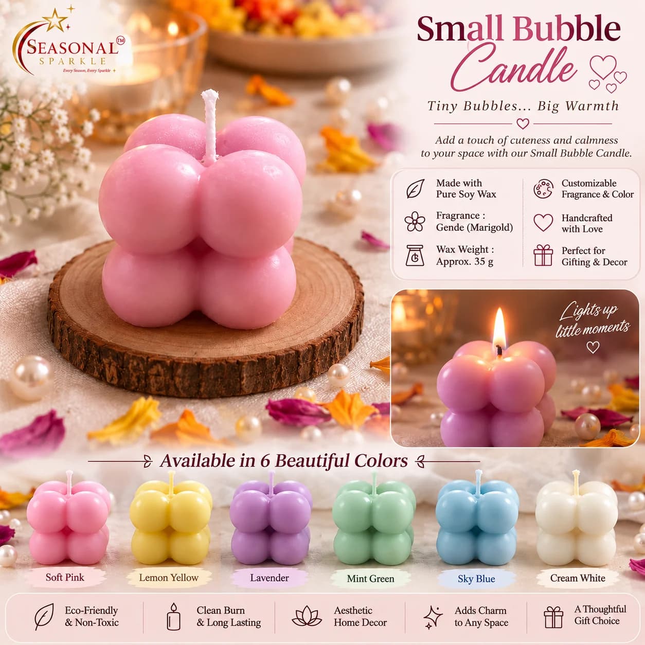 Small Bubble Candle (set of 2)