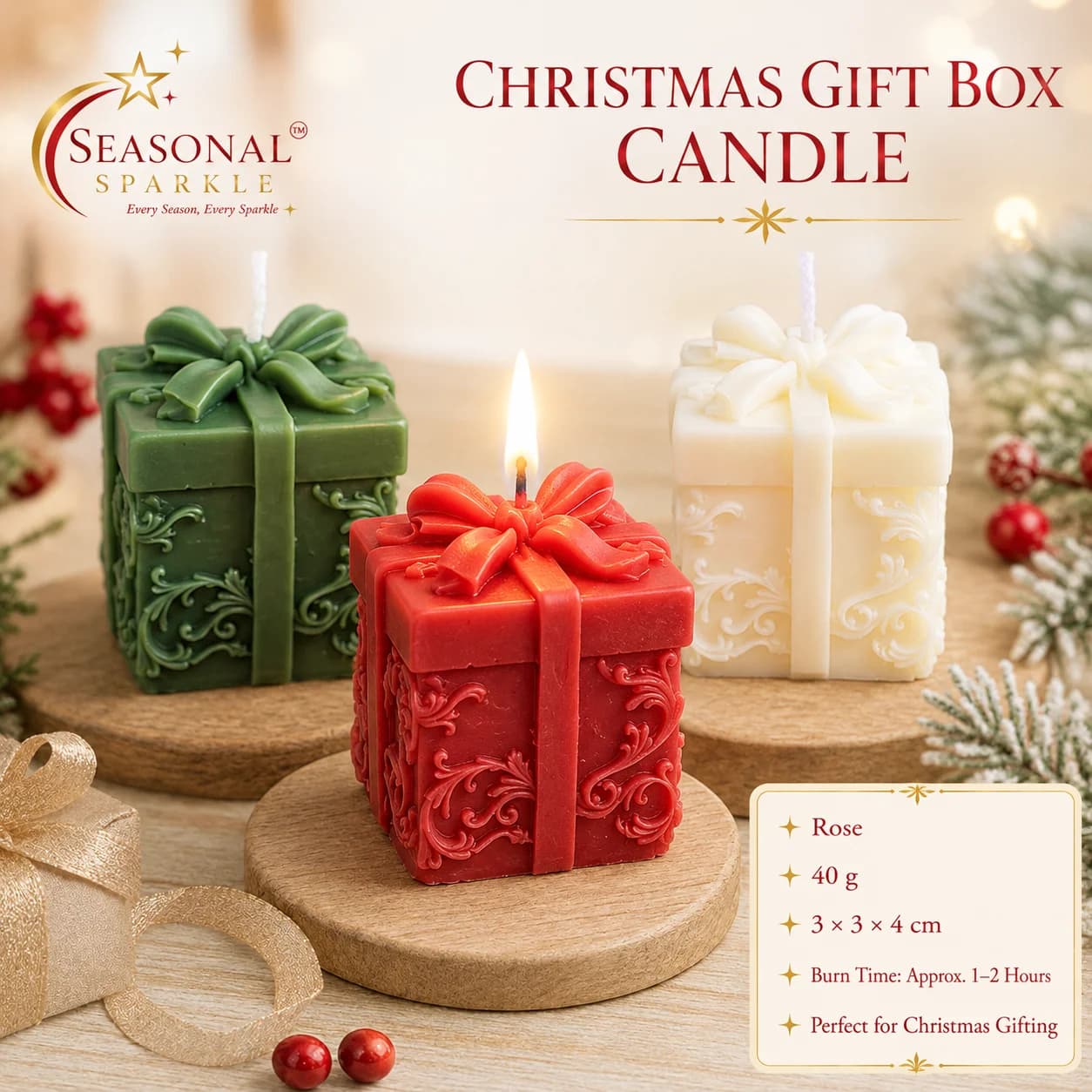 Christmas Gift Box Candle (set of 2)