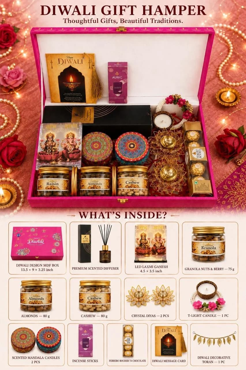 Diwali Gift Hamper – LED Laxmi Ganesh & Mandala Candles