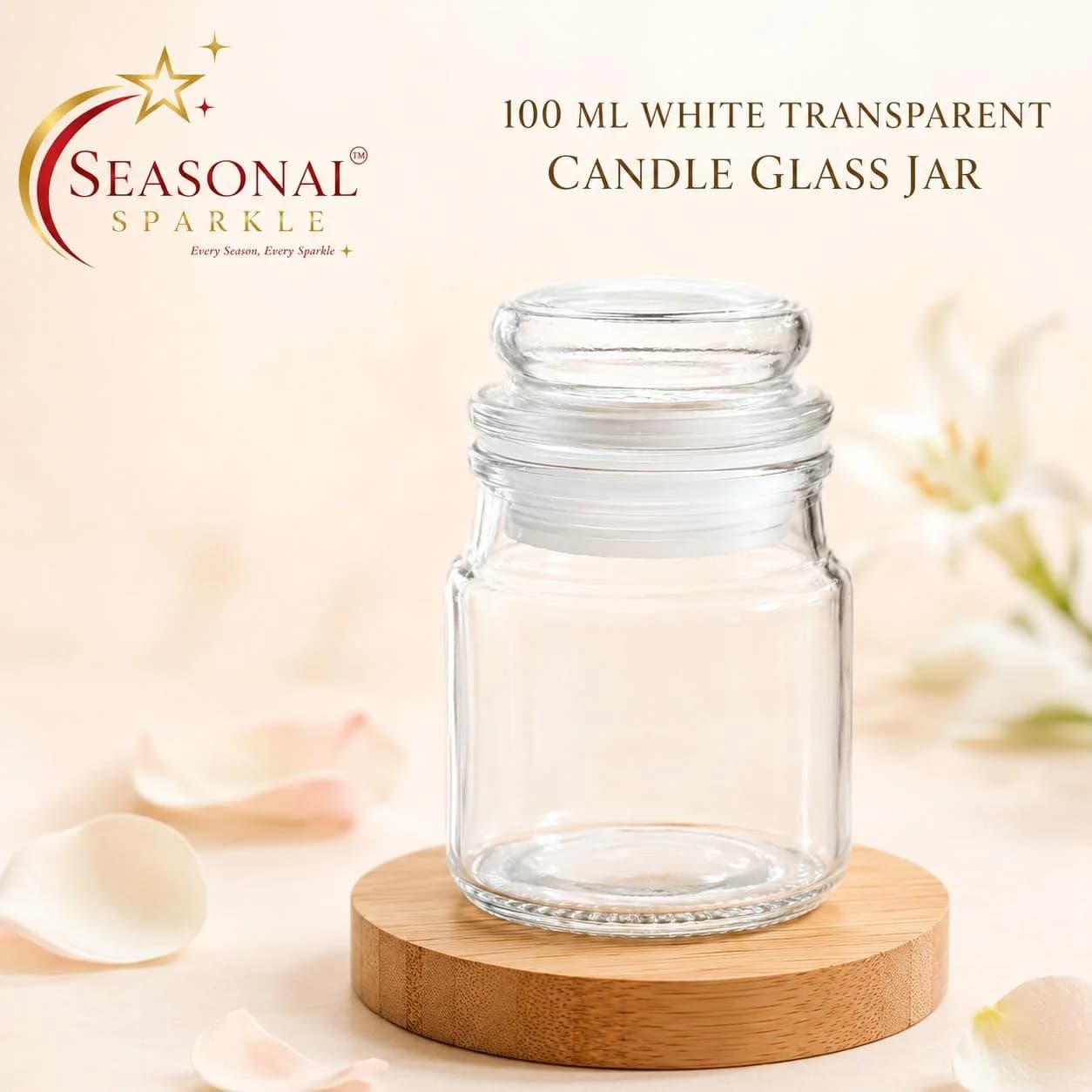 100ml White Transparent Candle Glass Jar (moq 4 pcs)
