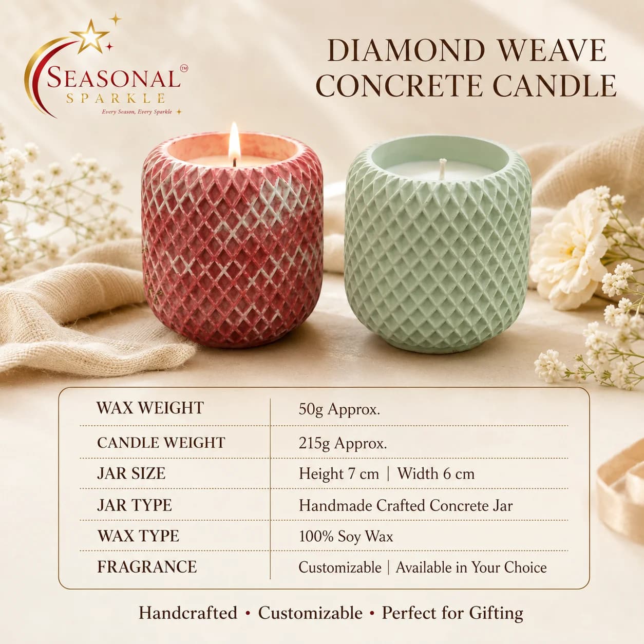 Diamond Weave Concrete Candle
