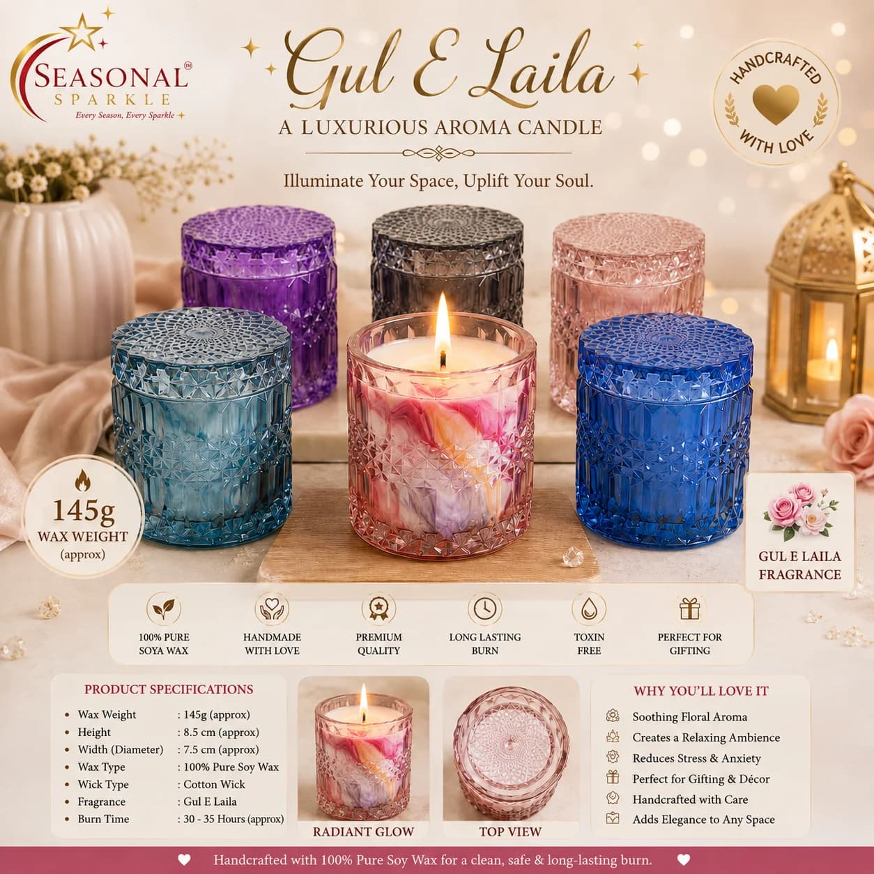 Gul E Laila Luxurious Aroma Candle