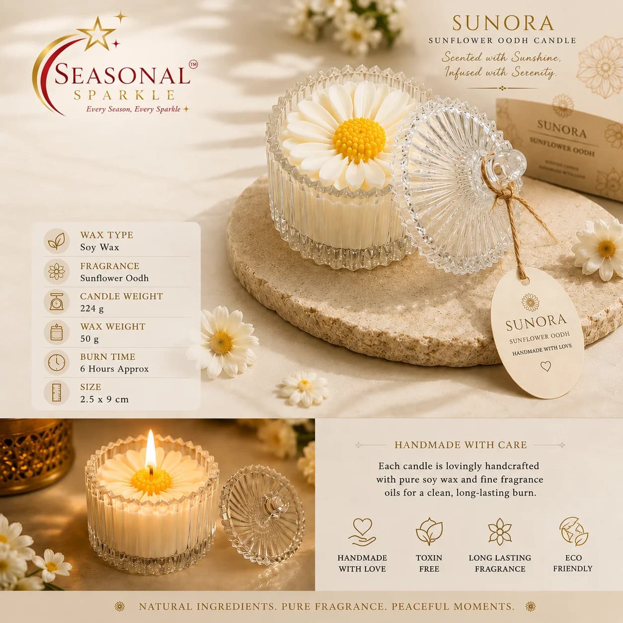 Sunora Sunflower Oodh Candle