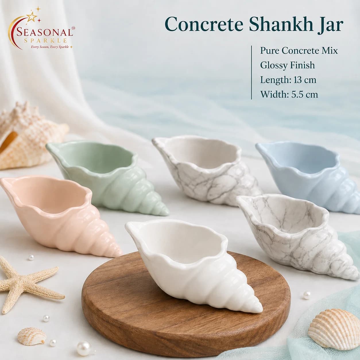 Concrete Shankh Jar (13 cm) (moq 5 pcs)