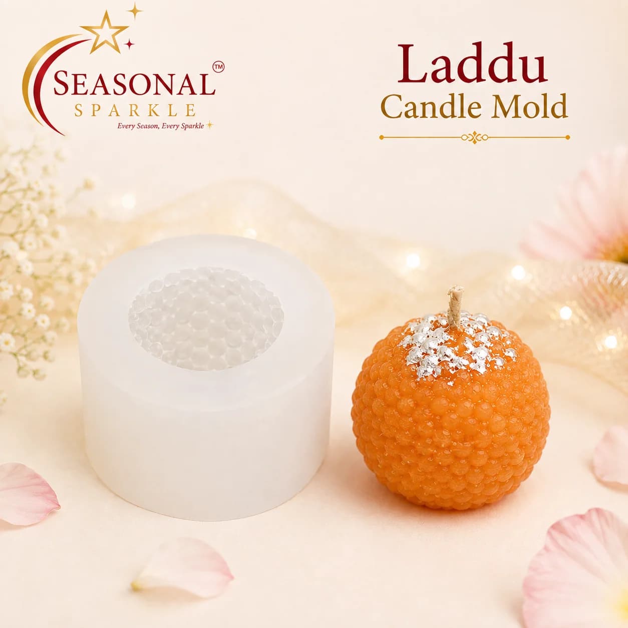 Festive Motichoor Laddu Candle Mould
