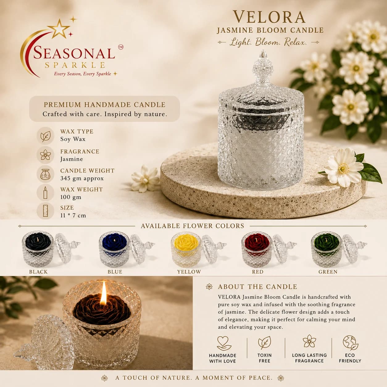 Velora Jasmine Bloom Candle