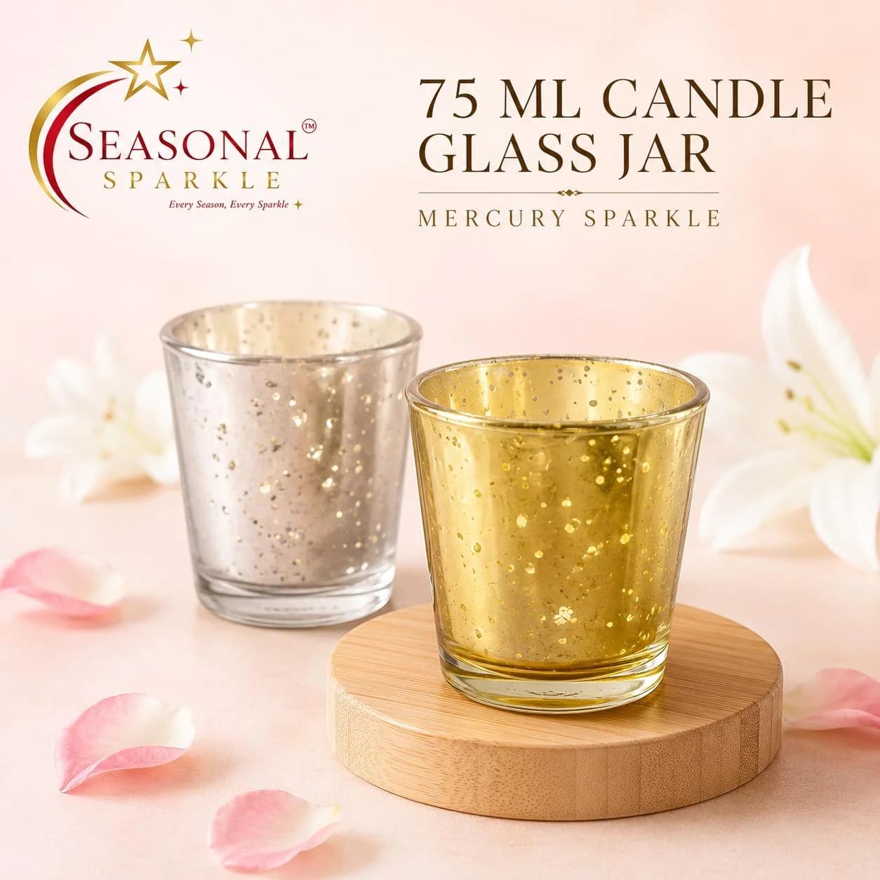 75ml Mercury Sparkle Candle Glass Jar (moq 6 pcs)