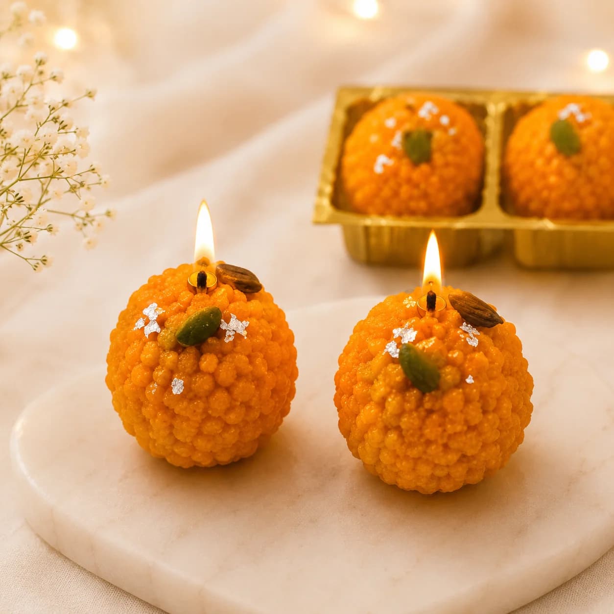 Motichoor Laddu Candle (set of 4)