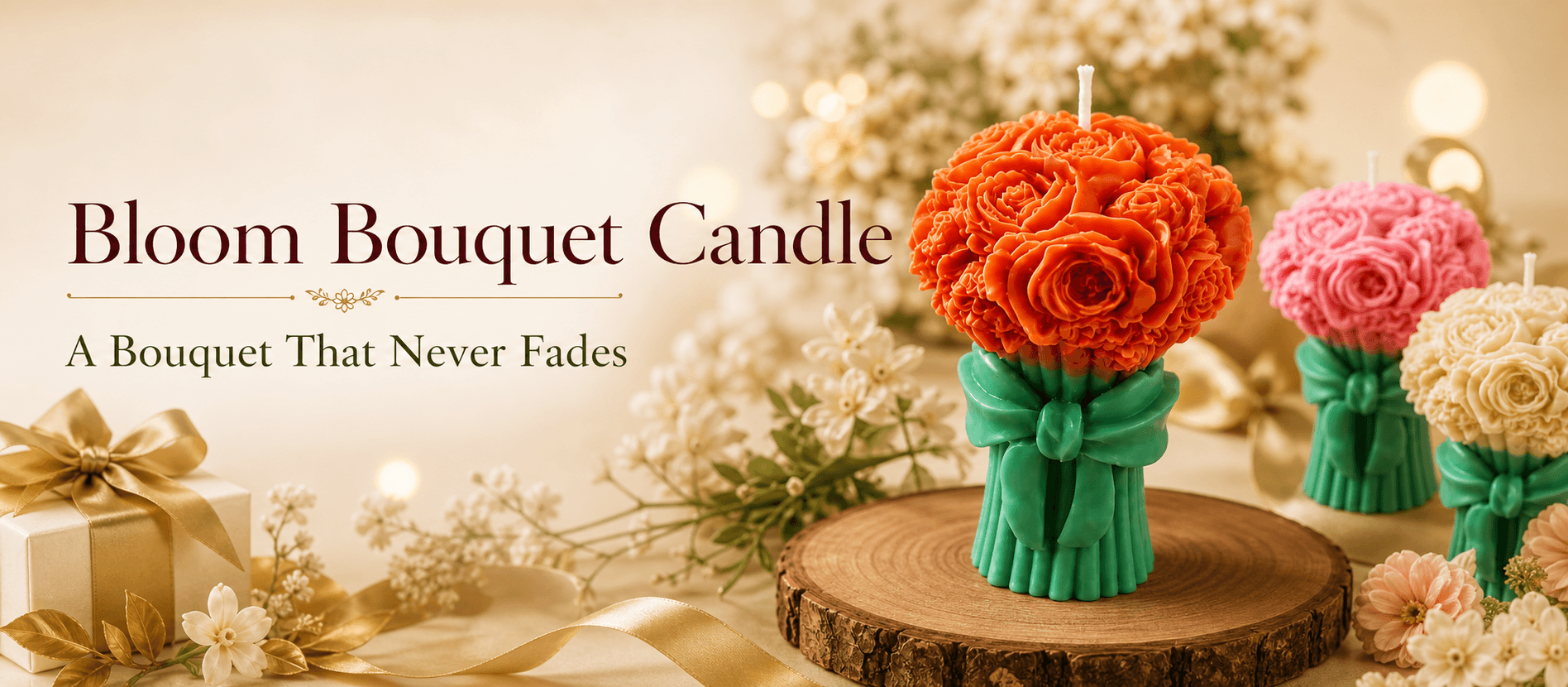 Bloom Bouquet Candle shaped like a bouquet of roses