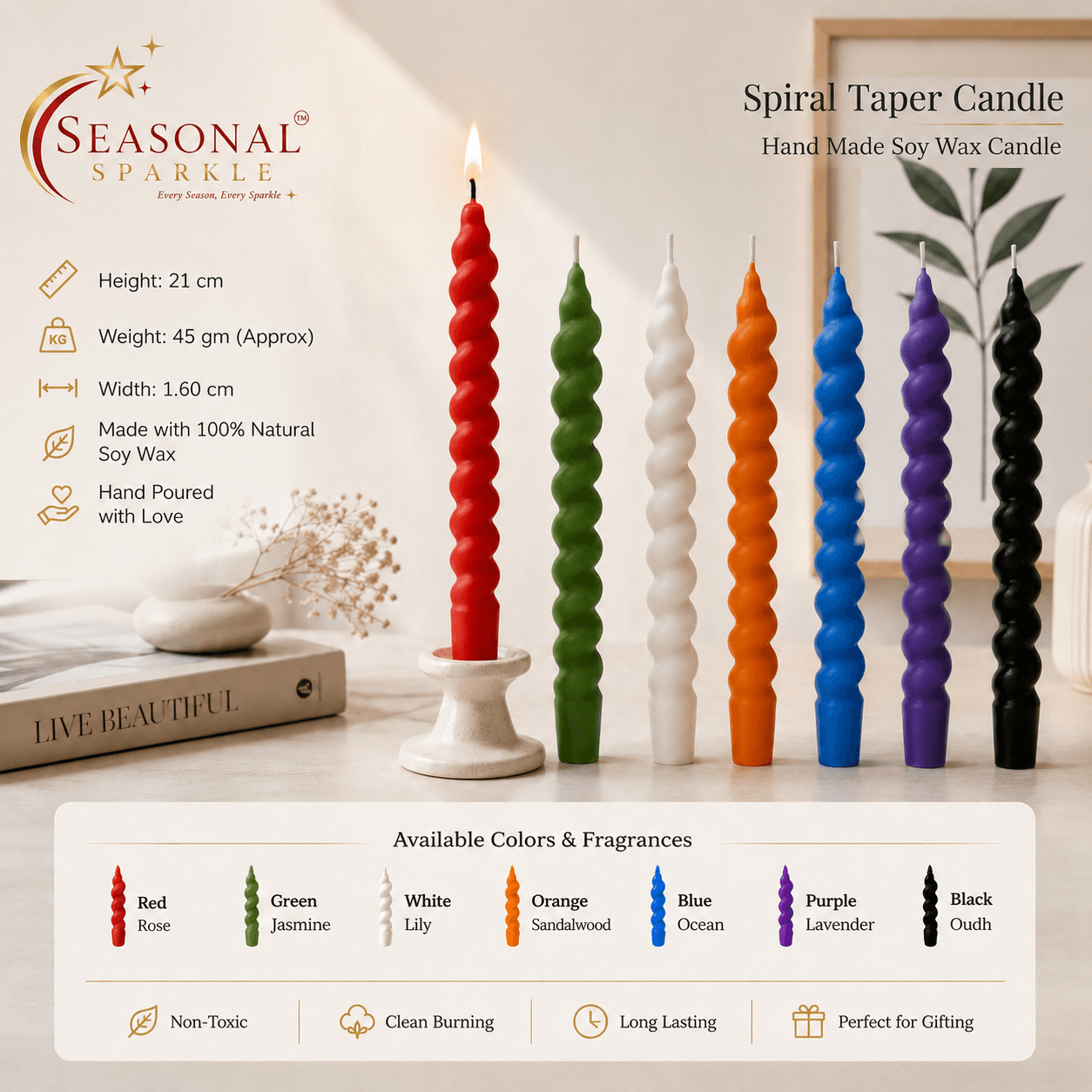 Spiral Taper Candle — Set of 6